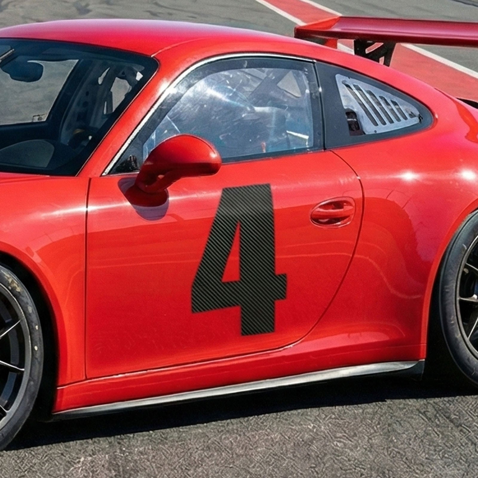 Custom Carbon Fiber Racing Number Stickers - Individual Cut Glossy Vinyl (2 sets) - MC Motoparts