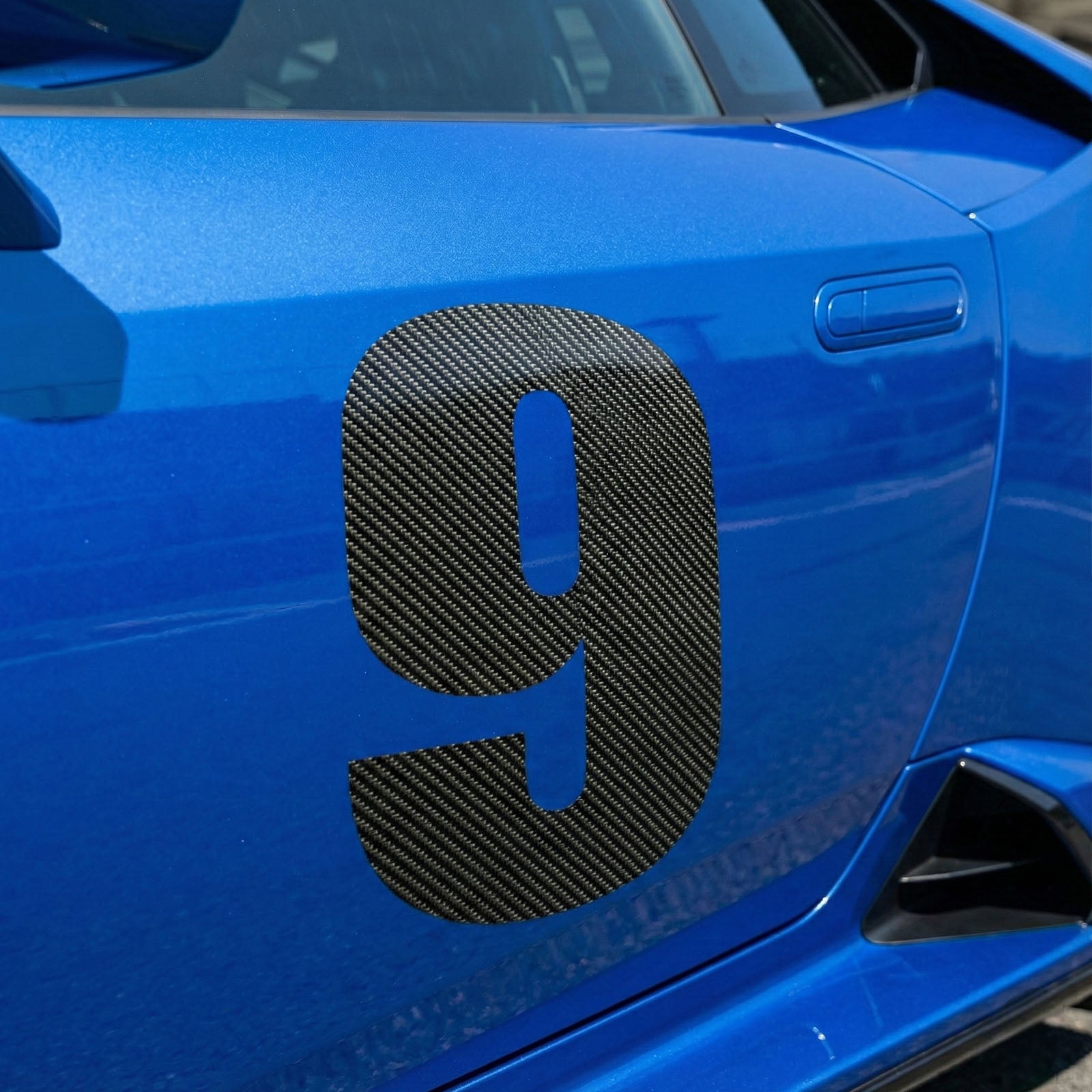 Custom Carbon Fiber Racing Number Stickers - Individual Cut Glossy Vinyl (2 sets) - MC Motoparts