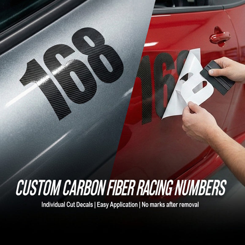 Custom Carbon Fiber Racing Number Stickers | Glossy Vinyl Decals – MC ...