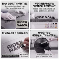Custom Die-Cut Vinyl Helmet Visor Decal Sticker (Pair) - 15mm (0.59 in) / 20mm (0.79 in) Universal Lettering