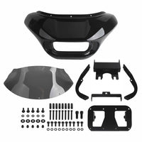 Harley Dyna Low Rider Street Bob Fat Bob FXR Front Headlight Shark Fairing w/Baja Designs Dual LP4 Lighting Bracket Mount - pazoma