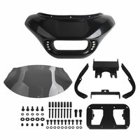 Harley Dyna Low Rider Street Bob Fat Bob FXR Front Headlight Shark Fairing w/Baja Designs Dual LP4 Lighting Bracket Mount - pazoma