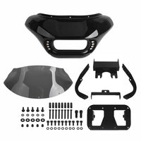Harley Dyna Low Rider Street Bob Fat Bob FXR Front Headlight Shark Fairing w/Baja Designs Dual LP4 Lighting Bracket Mount - pazoma