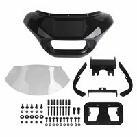 Harley Dyna Low Rider Street Bob Fat Bob FXR Front Headlight Shark Fairing w/Baja Designs Dual LP4 Lighting Bracket Mount - pazoma