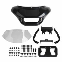 Harley Dyna Low Rider Street Bob Fat Bob FXR Front Headlight Shark Fairing w/Baja Designs Dual LP4 Lighting Bracket Mount - pazoma