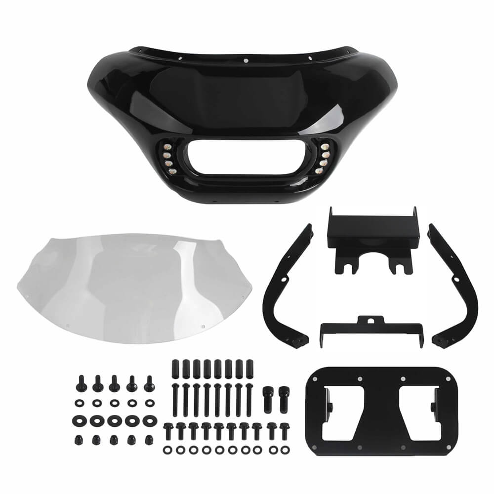 Harley Dyna Low Rider Street Bob Fat Bob FXR Front Headlight Shark Fairing w/Baja Designs Dual LP4 Lighting Bracket Mount