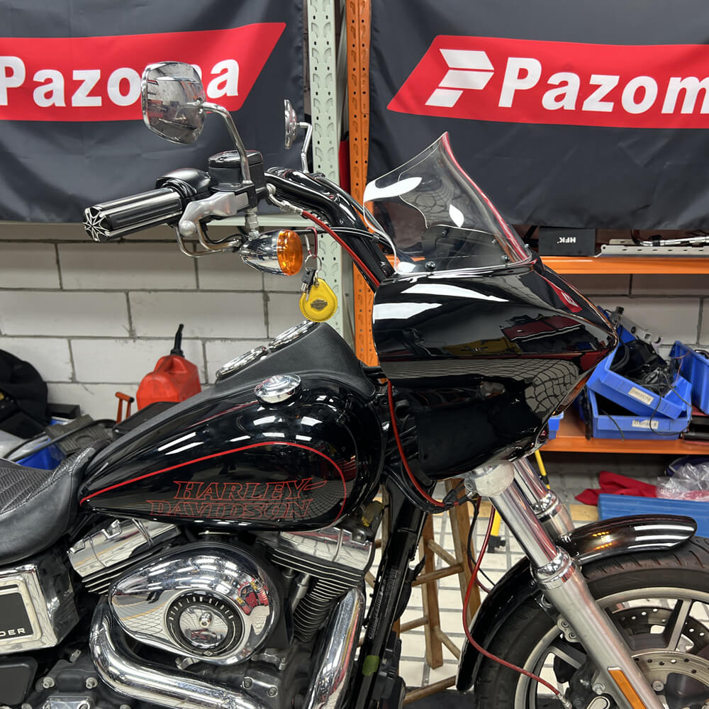 Harley Dyna Low Rider Street Bob Fat Bob FXR Front Headlight Shark Fairing w/Baja Designs Dual LP4 Lighting Bracket Mount - pazoma