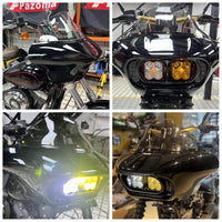 Harley Dyna Low Rider Street Bob Fat Bob FXR Front Headlight Shark Fairing w/Baja Designs Dual LP4 Lighting Bracket Mount - pazoma