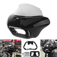 Harley Dyna Low Rider Street Bob Fat Bob FXR Front Headlight Shark Fairing w/Baja Designs Dual LP4 Lighting Bracket Mount - pazoma