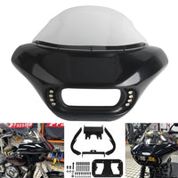 Harley Dyna Low Rider Street Bob Fat Bob FXR Front Headlight Shark Fairing w/Baja Designs Dual LP4 Lighting Bracket Mount - pazoma