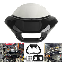 Harley Dyna Low Rider Street Bob Fat Bob FXR Front Headlight Shark Fairing w/Baja Designs Dual LP4 Lighting Bracket Mount - pazoma