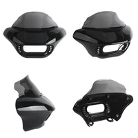 Harley Dyna Low Rider Street Bob Fat Bob FXR Front Headlight Shark Fairing w/Baja Designs Dual LP4 Lighting Bracket Mount - pazoma