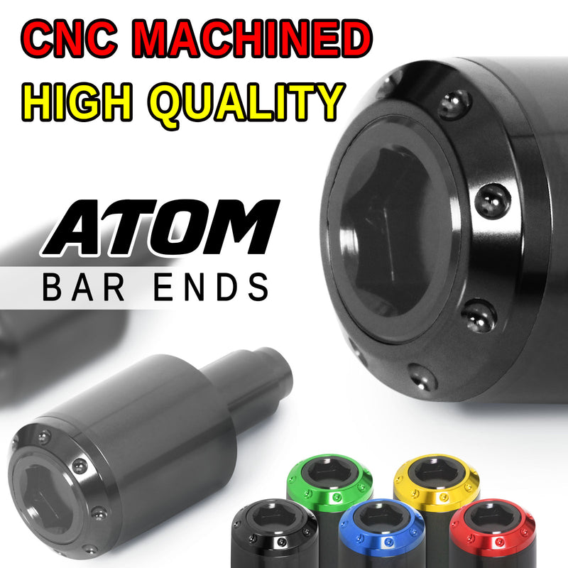 Fit Yamaha MT-09 FZ-09 Tracer 13-23 Engraved Logo ATOM Bar Ends - MC Motoparts