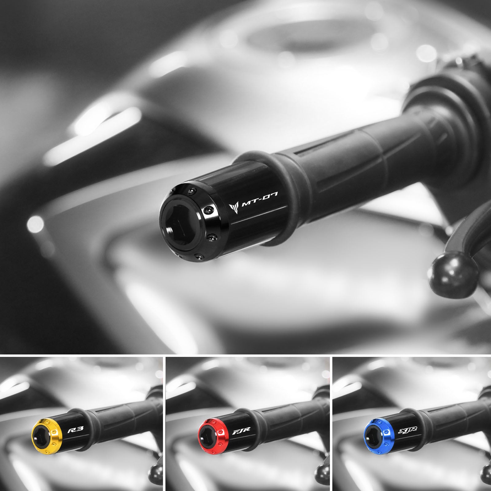 Fit Yamaha MT-09 FZ-09 Tracer 13-23 Engraved Logo ATOM Bar Ends - MC Motoparts
