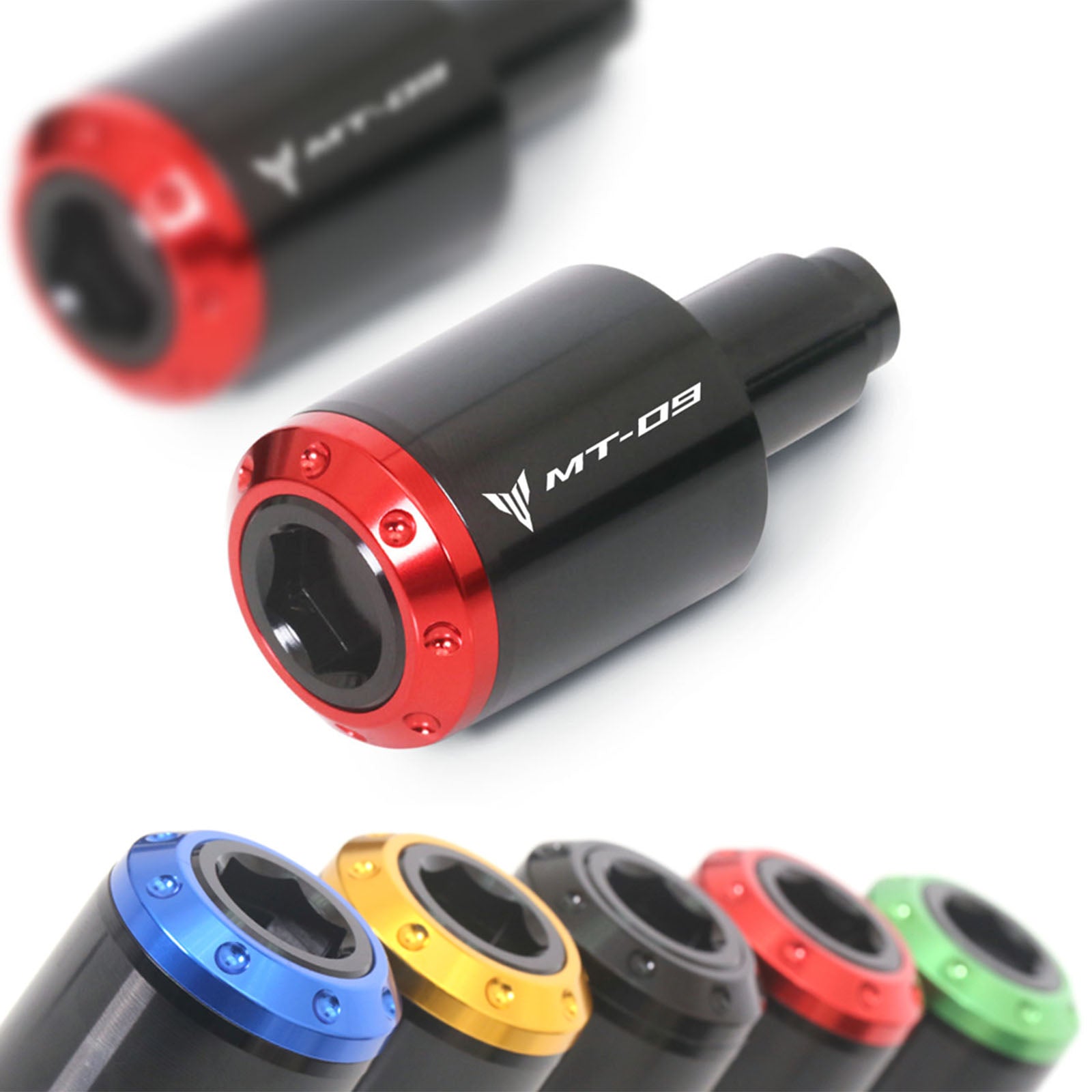 Fit Yamaha MT-09 FZ-09 Tracer 13-23 Engraved Logo ATOM Bar Ends - MC Motoparts