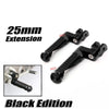 {Front}  Fits Moto Guzzi V9 V7 V100 BLACK SHADOW 25mm Extension Foot Pegs