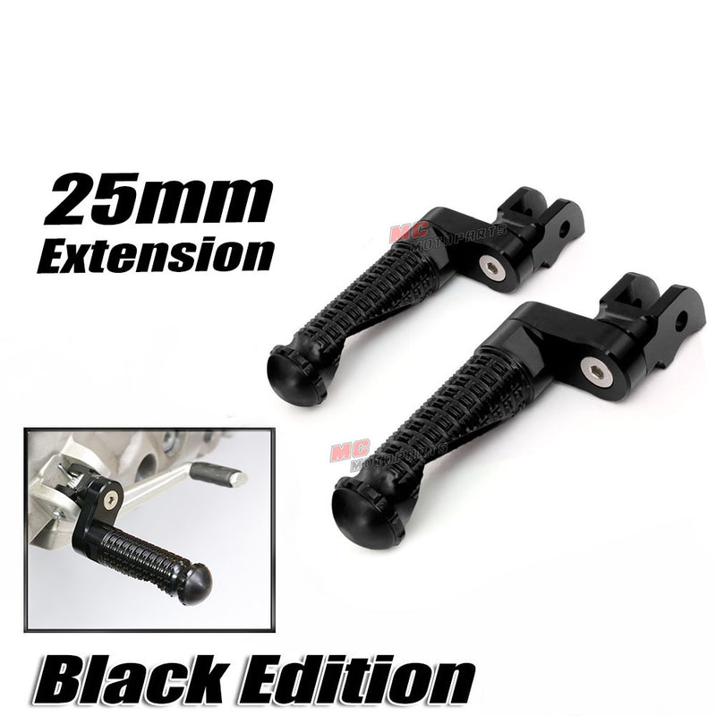 {Front}  Fits Moto Guzzi V9 V7 V100 BLACK SHADOW 25mm Extension Foot Pegs