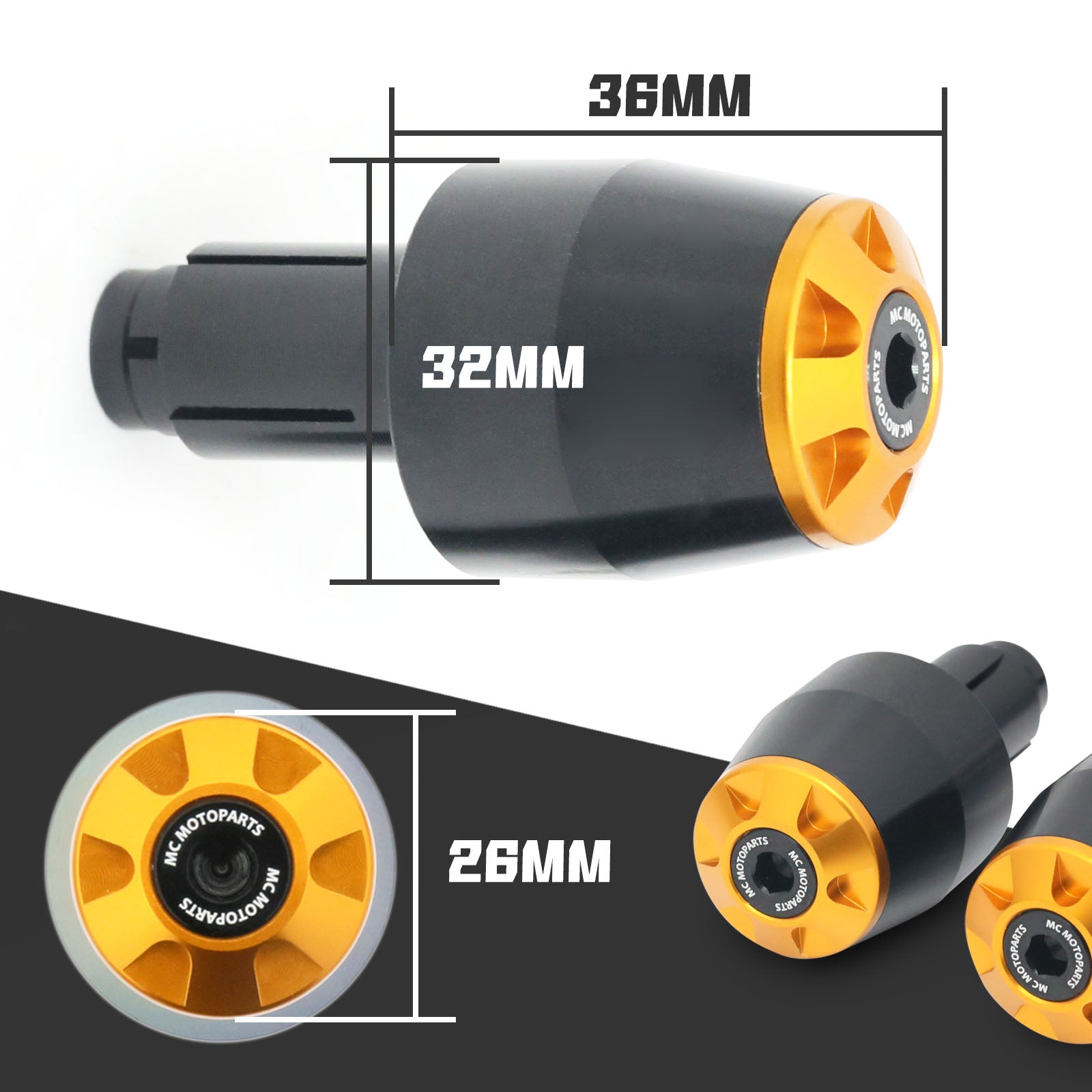 Fit Yamaha YZF R125 X-Max 250 300 STORM CNC Bar Ends - MC Motoparts