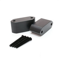 Black Kawasaki Ninja 500 motorcycle mirror extender and riser by MC Motoparts, with adjustable design and Delrin construction.