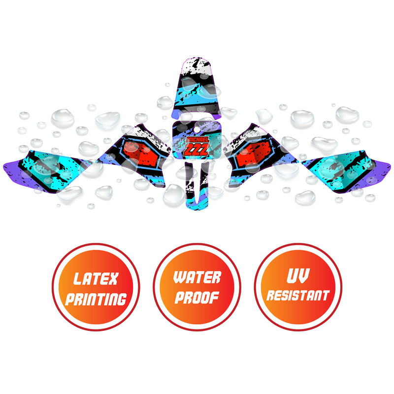 Graphic Kit Decals Fairing Sticker Custom Number For Razor MX350 MX400 - C009 Blue Pixel Burst