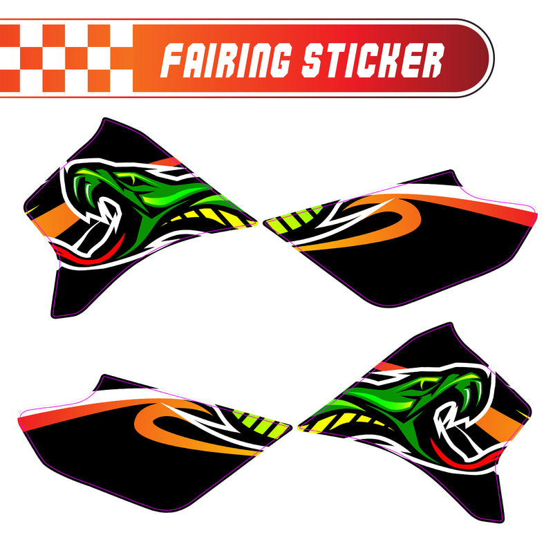 Graphic Kit Decals Fairing Sticker Custom Number For Razor MX350 MX400 - L002 Neon Serpent Skin