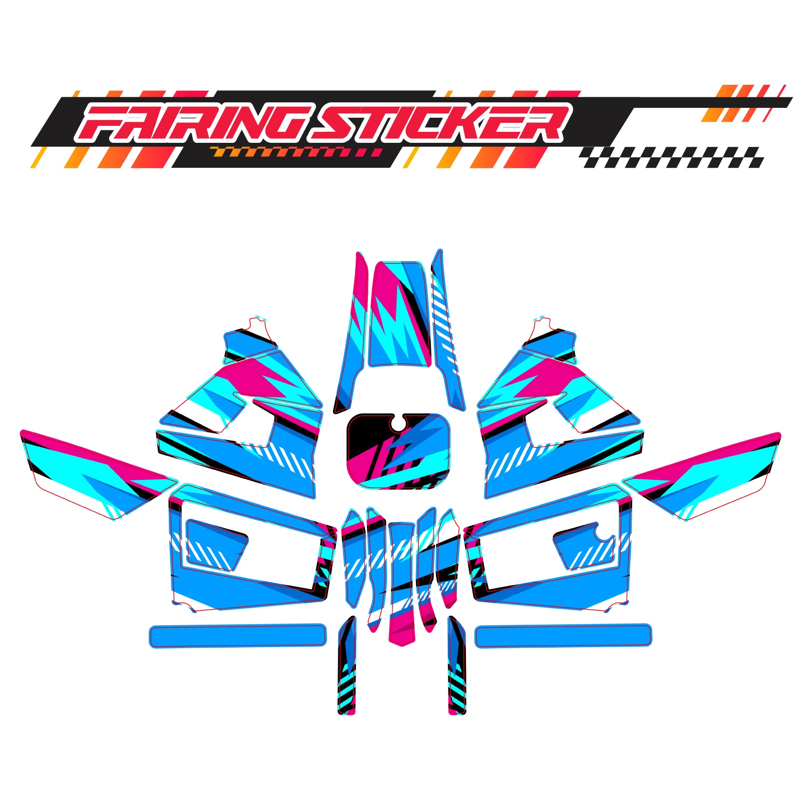 Graphic Kit Decals Fairing Sticker Custom Number For Razor MX350 MX400 (2021 or beyond) - C002 Blue Geometric Burst - MC Motoparts