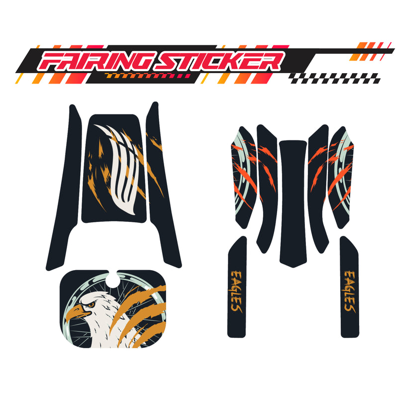 Graphic Kit Decals Fairing Sticker Custom Number For Razor MX350 MX400 (2021 or beyond) - LH002 Black Brown Eagle - MC Motoparts