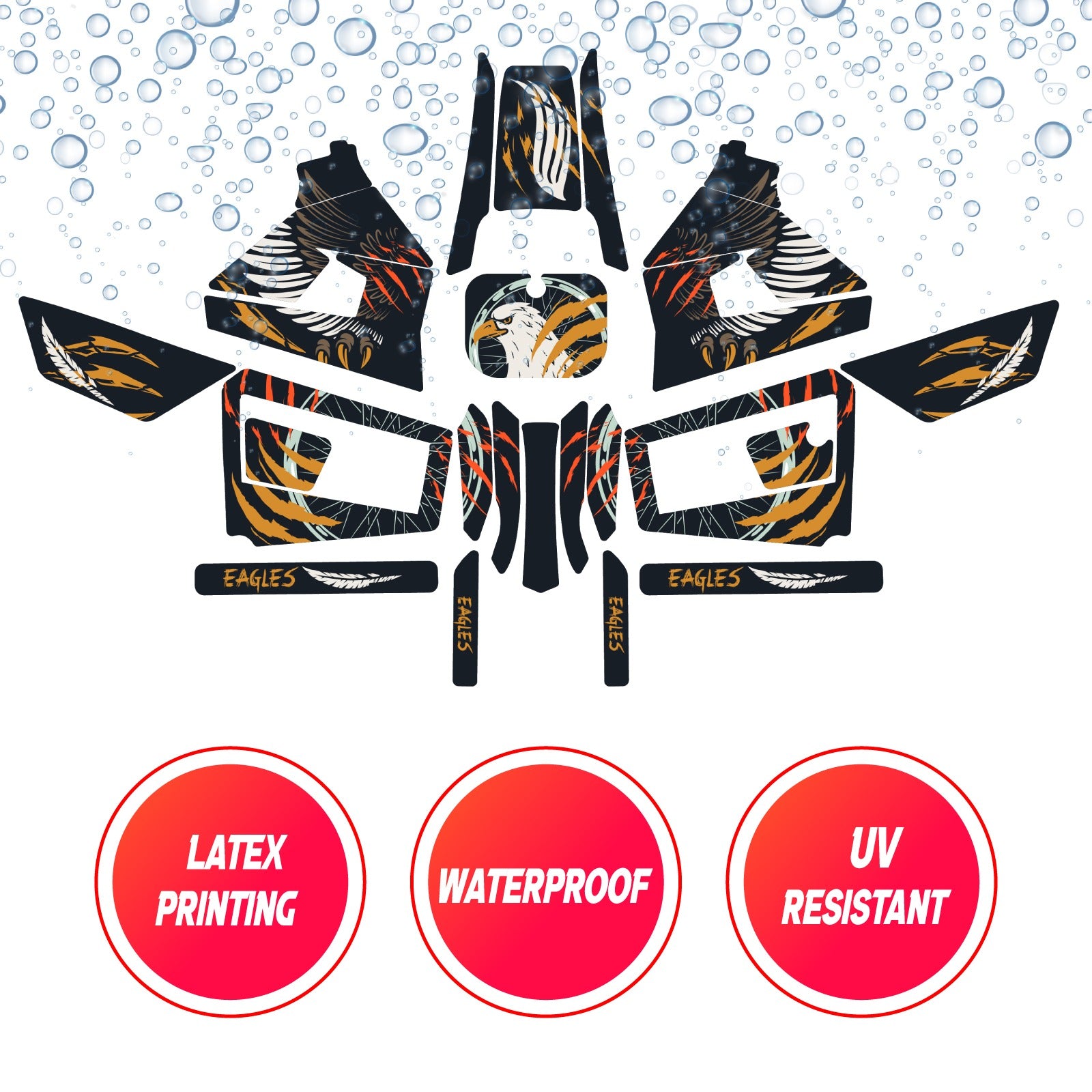 Graphic Kit Decals Fairing Sticker Custom Number For Razor MX350 MX400 (2021 or beyond) - LH002 Black Brown Eagle - MC Motoparts