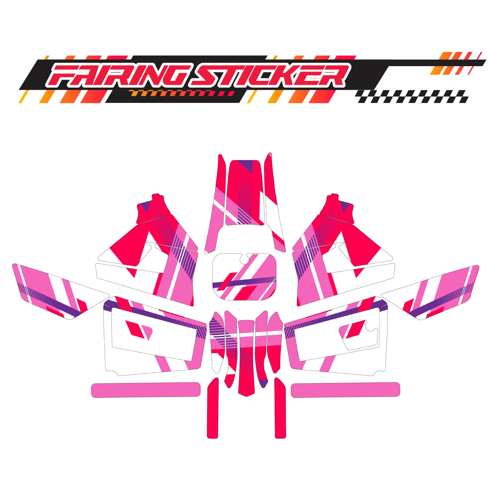 Graphic Kit Decals Fairing Sticker Custom Number For Razor MX350 MX400 (2021 or beyond) - LH003 Pink Red White Slash - MC Motoparts