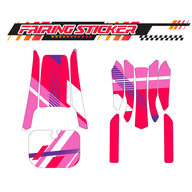 Graphic Kit Decals Fairing Sticker Custom Number For Razor MX350 MX400 (2021 or beyond) - LH003 Pink Red White Slash - MC Motoparts