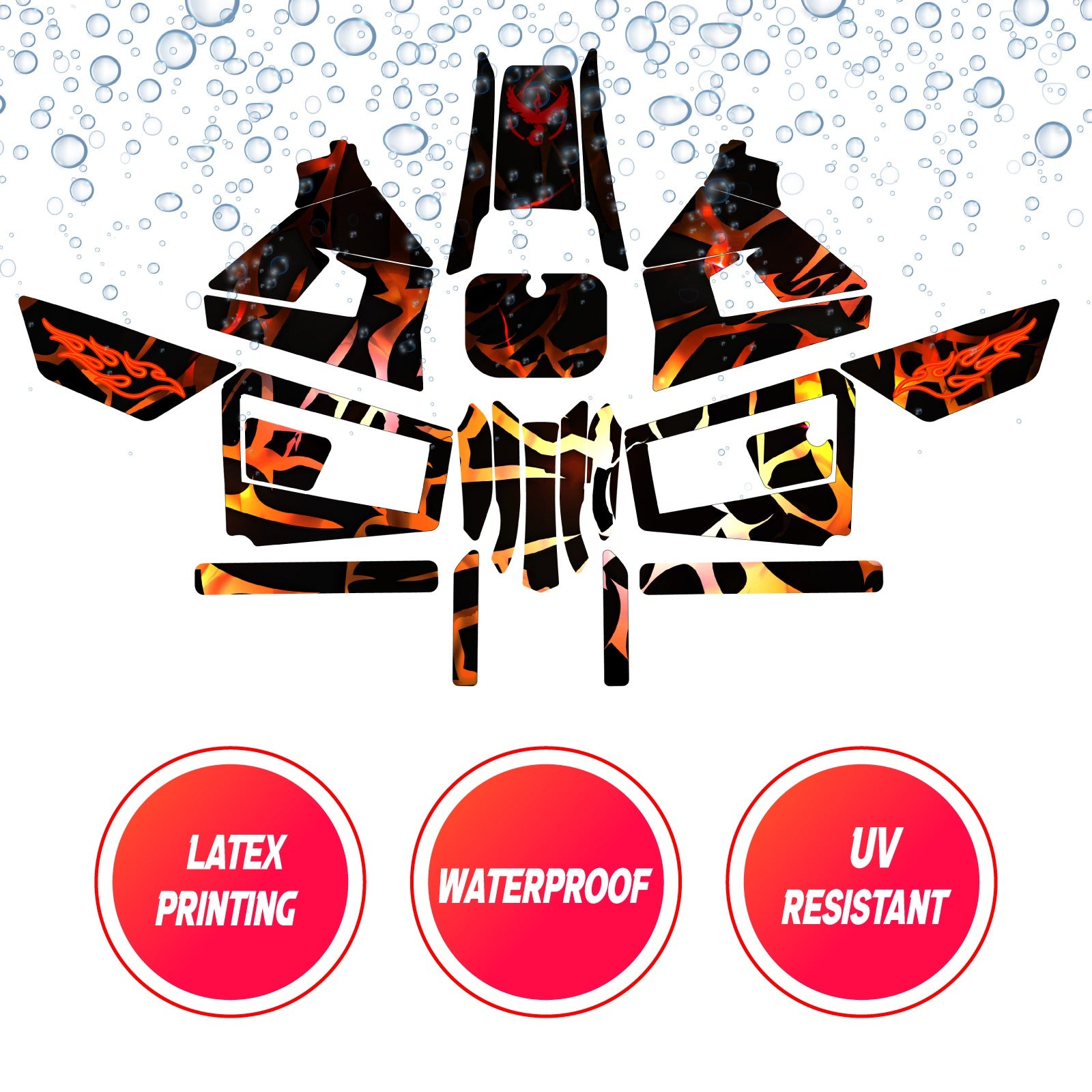 Graphic Kit Decals Fairing Sticker Custom Number For Razor MX350 MX400 (2021 or beyond) - LH008 Red Mythical Bird - MC Motoparts