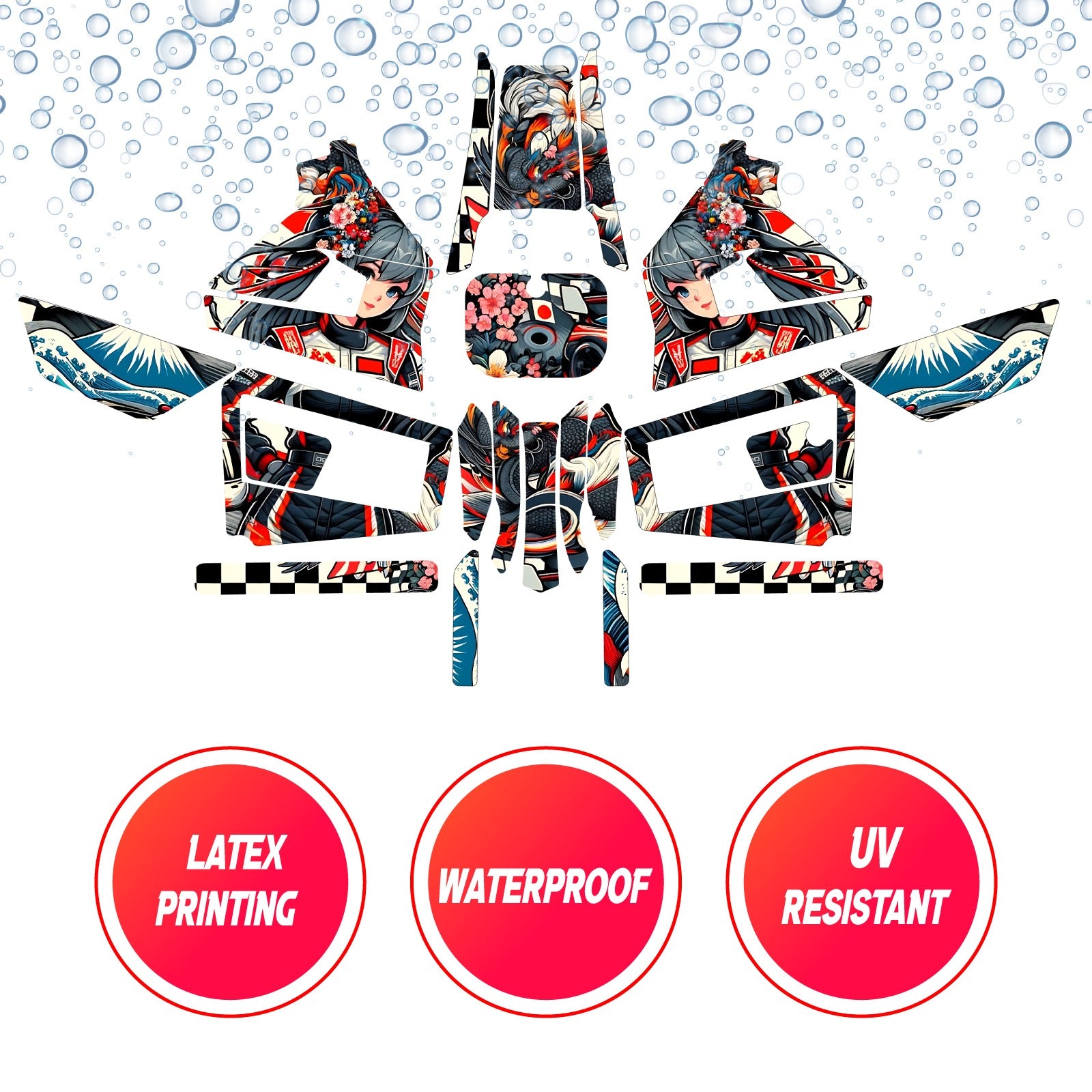Graphic Kit Decals Fairing Sticker Custom Number For Razor MX350 MX400 (2021 or beyond) - LH010 Anime Racing Girl - MC Motoparts