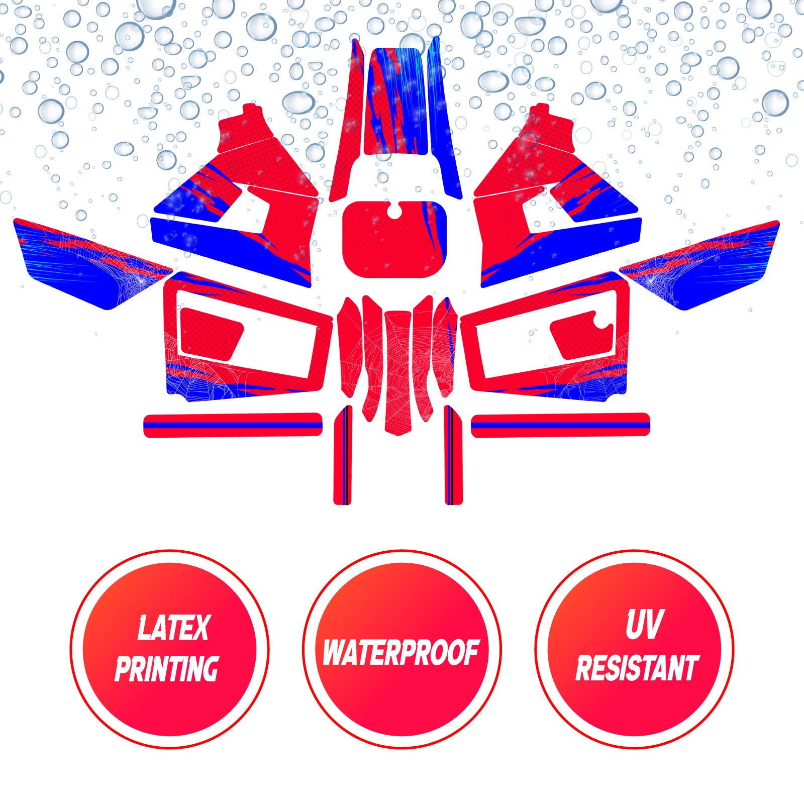 Graphic Kit Decals Fairing Sticker Custom Number For Razor MX350 MX400 (2021 or beyond) - LH014 Red blue Spider Web - MC Motoparts