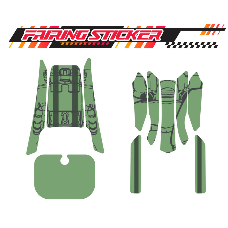 Graphic Kit Decals Fairing Sticker Custom Number For Razor MX350 MX400 (2021 or beyond) - LH015 Green Robot - MC Motoparts