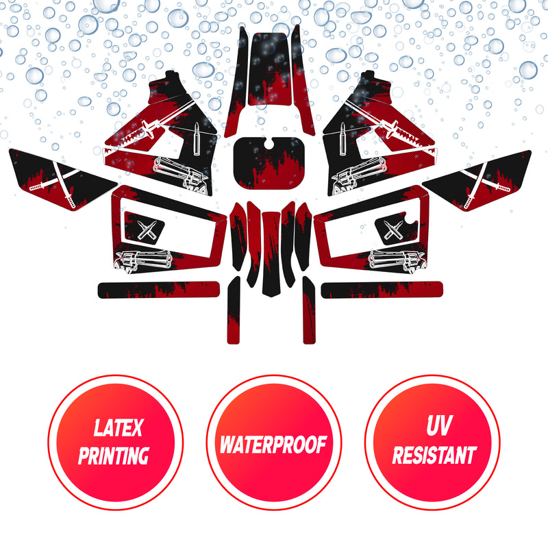 Graphic Kit Decals Fairing Sticker Custom Number For Razor MX350 MX400 (2021 or beyond) - LH016 Black Red Warrior - MC Motoparts