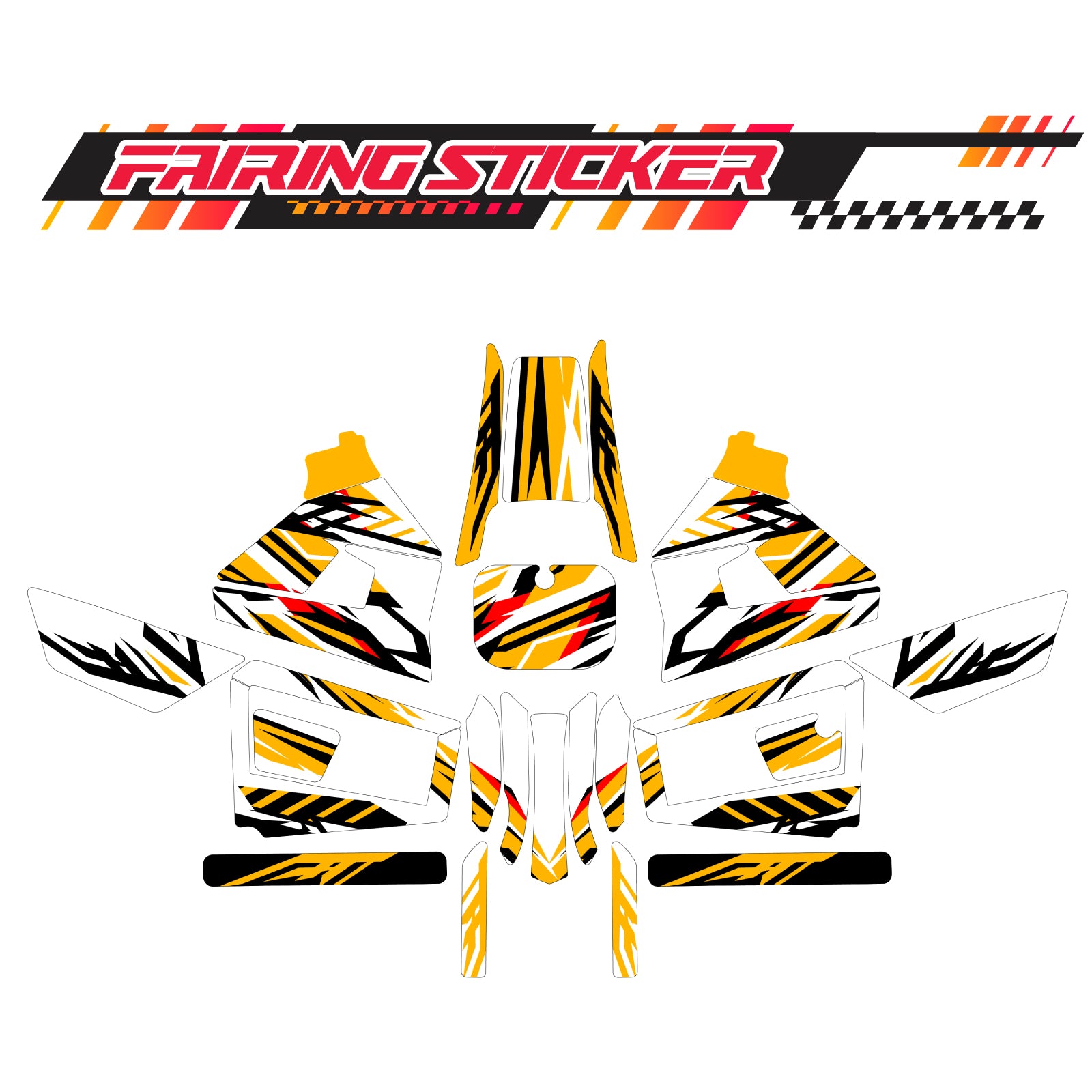Graphic Kit Decals Fairing Sticker Custom Number For Razor MX350 MX400 (2021 or beyond) - LH021 Orange Black Stripe - MC Motoparts