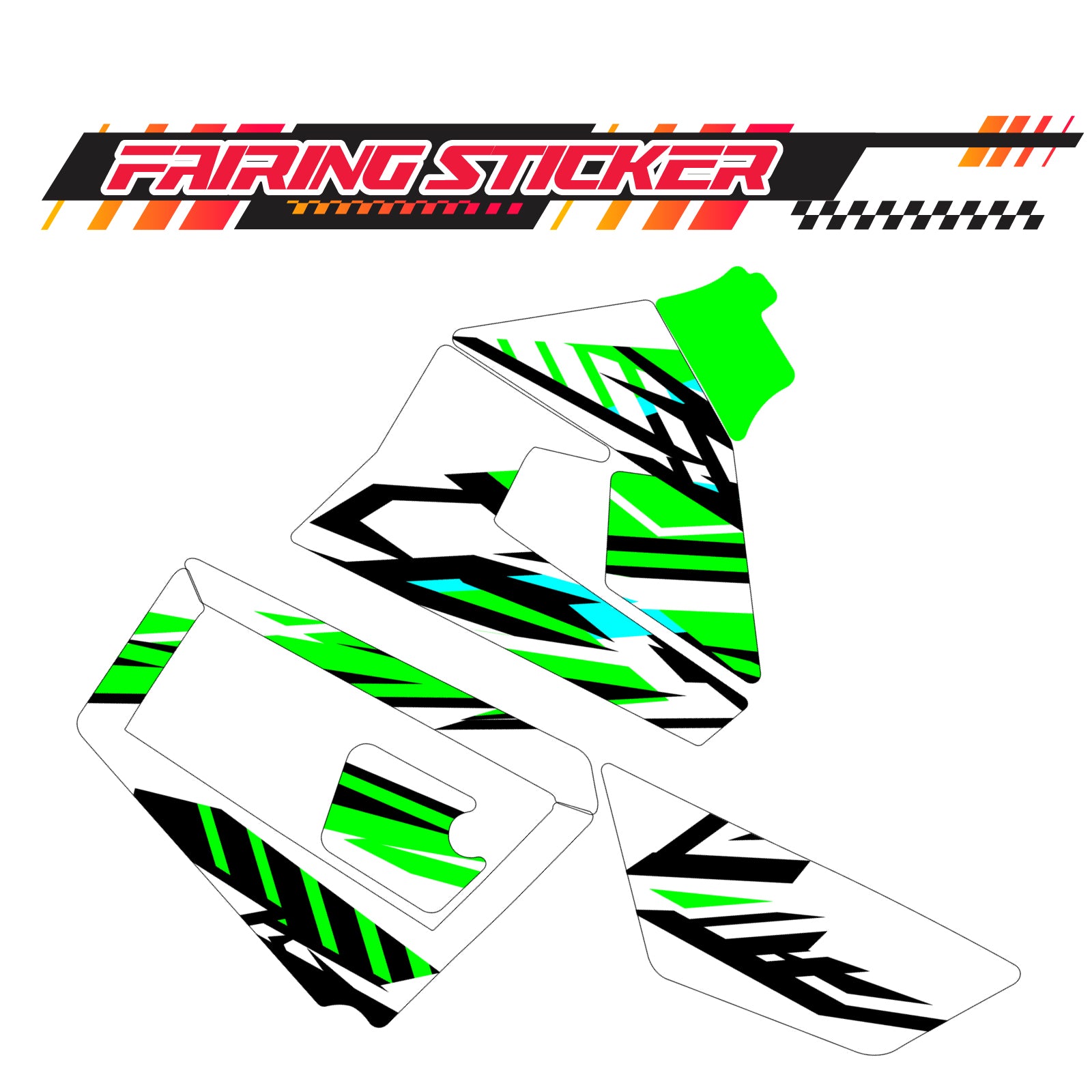Graphic Kit Decals Fairing Sticker Custom Number For Razor MX350 MX400 (2021 or beyond) - LH022 Green Black Stripe - MC Motoparts