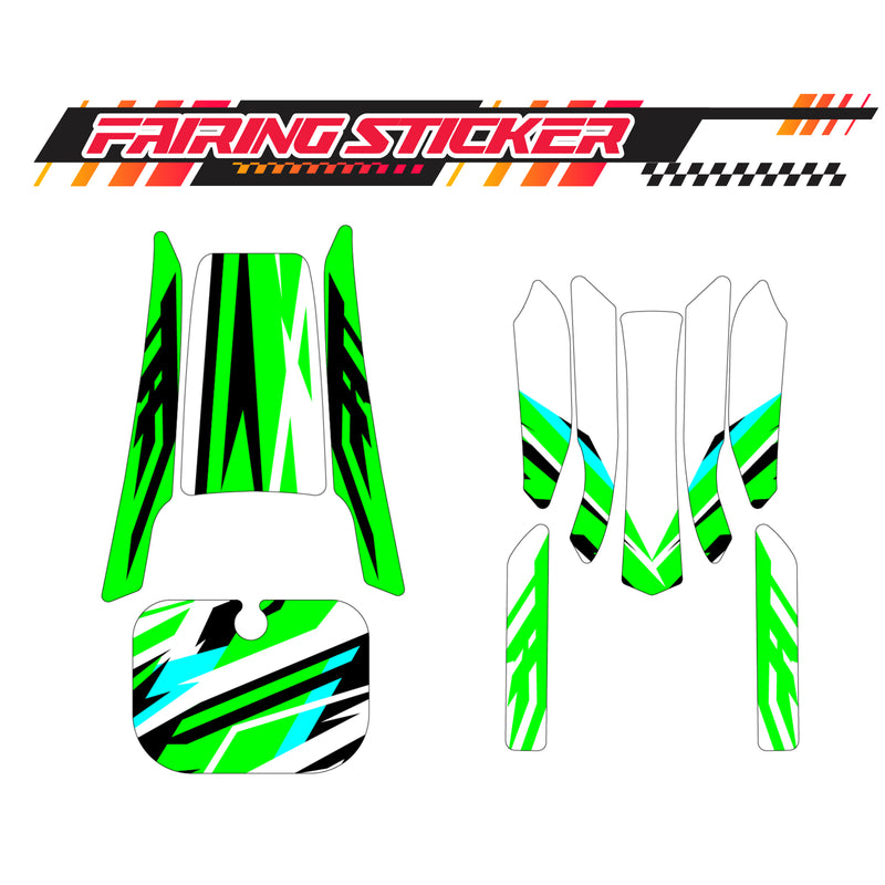 Graphic Kit Decals Fairing Sticker Custom Number For Razor MX350 MX400 (2021 or beyond) - LH022 Green Black Stripe - MC Motoparts