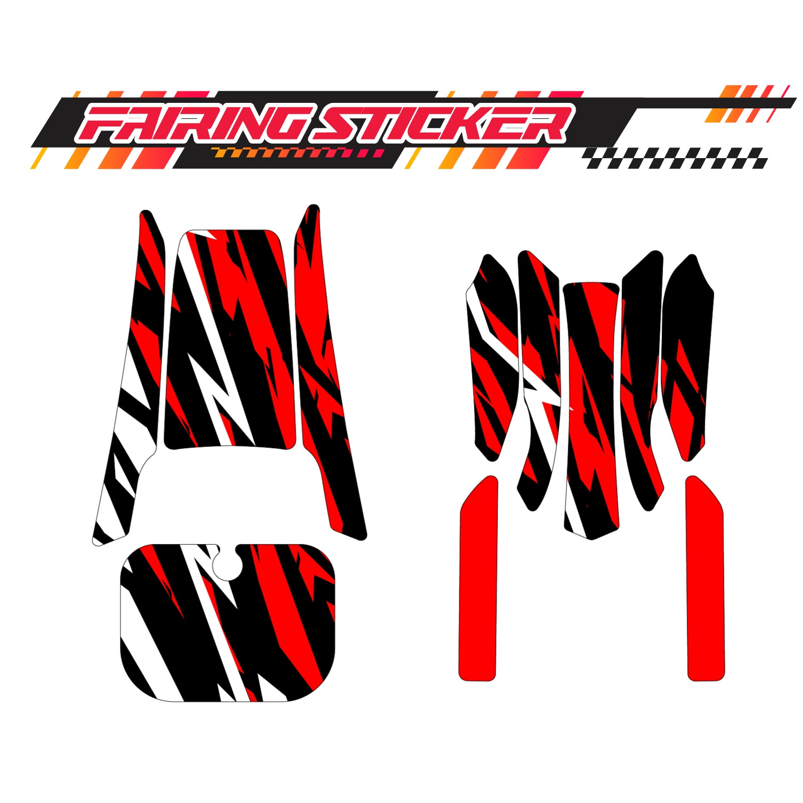 Graphic Kit Decals Fairing Sticker Custom Number For Razor MX350 MX400 (2021 or beyond) - LH027 Red Black White Burst - MC Motoparts