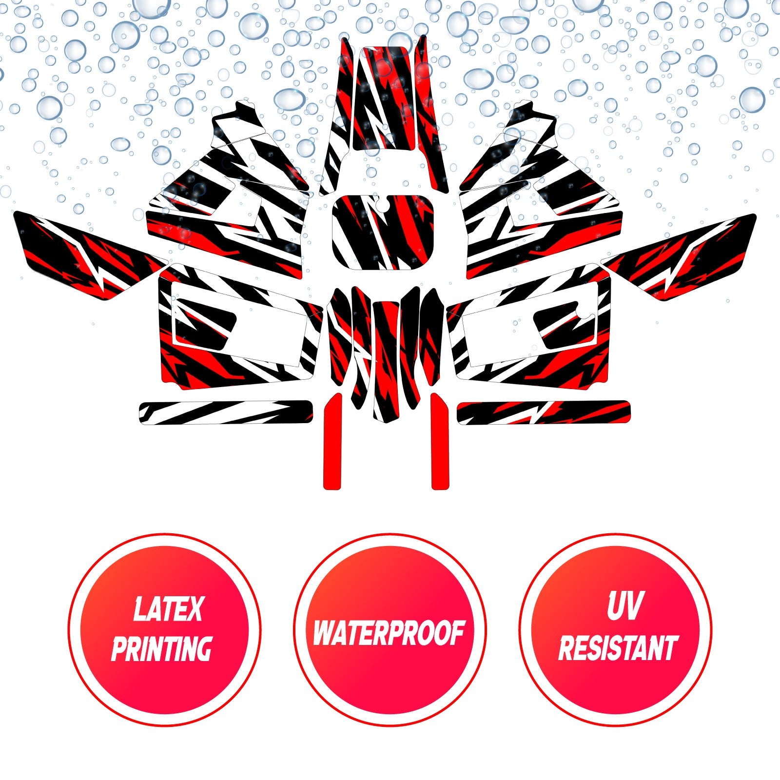 Graphic Kit Decals Fairing Sticker Custom Number For Razor MX350 MX400 (2021 or beyond) - LH027 Red Black White Burst - MC Motoparts