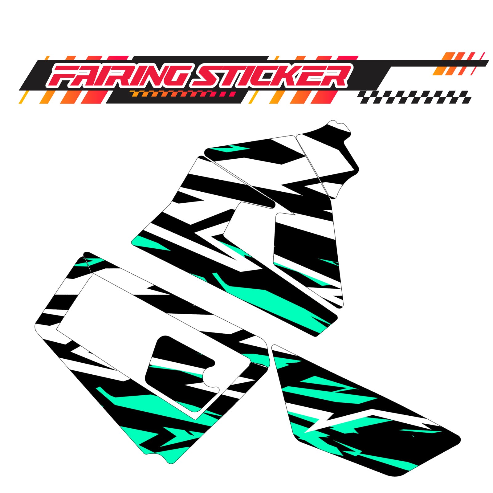 Graphic Kit Decals Fairing Sticker Custom Number For Razor MX350 MX400 (2021 or beyond) - LH028 Sea Green Black White Burst - MC Motoparts