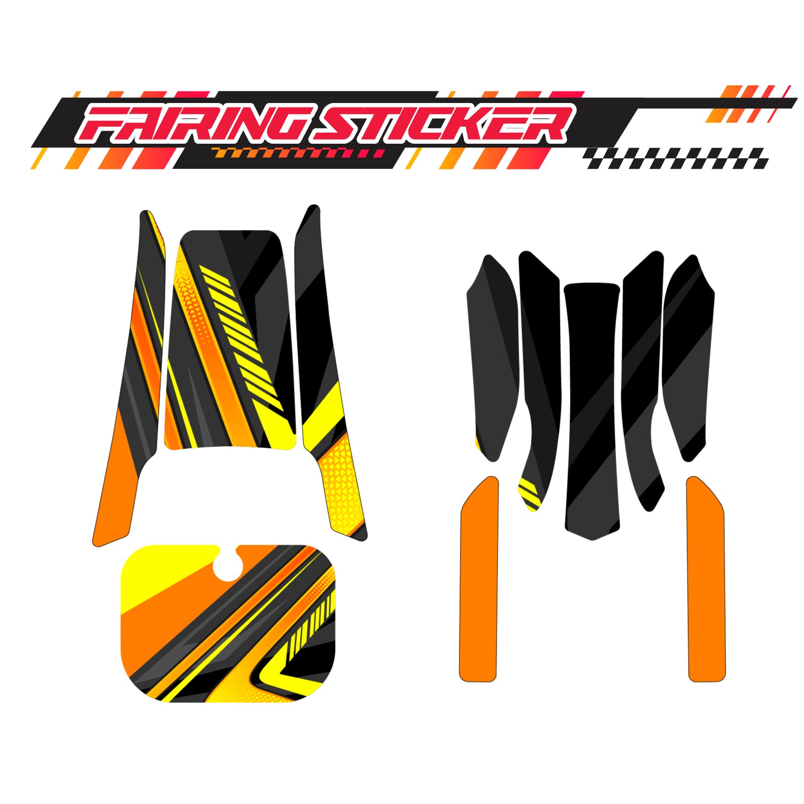 Graphic Kit Decals Fairing Sticker Custom Number For Razor MX350 MX400 (2021 or beyond) - LH030 Orange Black Dynamic Lines - MC Motoparts