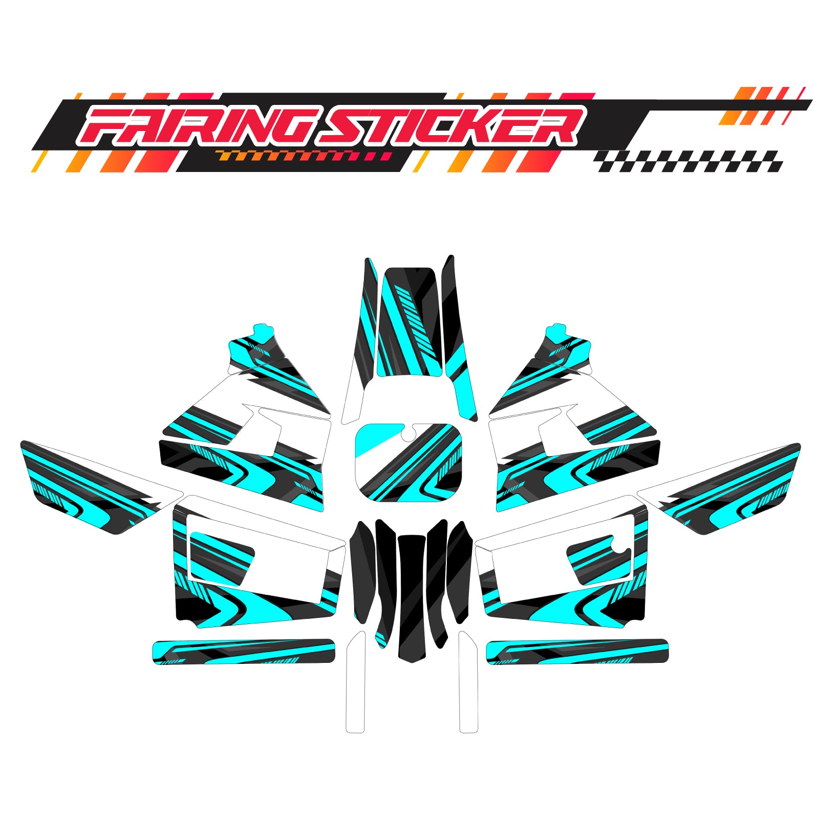 Graphic Kit Decals Fairing Sticker Custom Number For Razor MX350 MX400 (2021 or beyond) - LH033 Sea Green Black Dynamic Lines - MC Motoparts