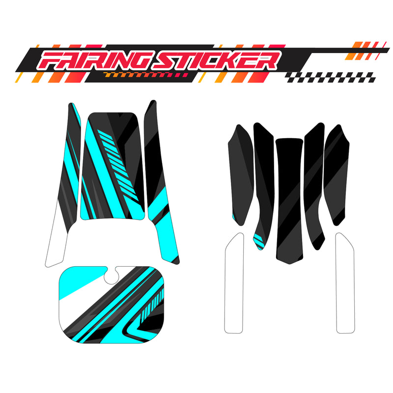 Graphic Kit Decals Fairing Sticker Custom Number For Razor MX350 MX400 (2021 or beyond) - LH033 Sea Green Black Dynamic Lines - MC Motoparts