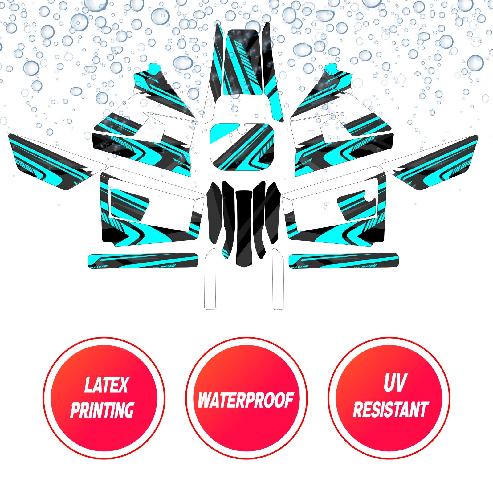 Graphic Kit Decals Fairing Sticker Custom Number For Razor MX350 MX400 (2021 or beyond) - LH033 Sea Green Black Dynamic Lines - MC Motoparts