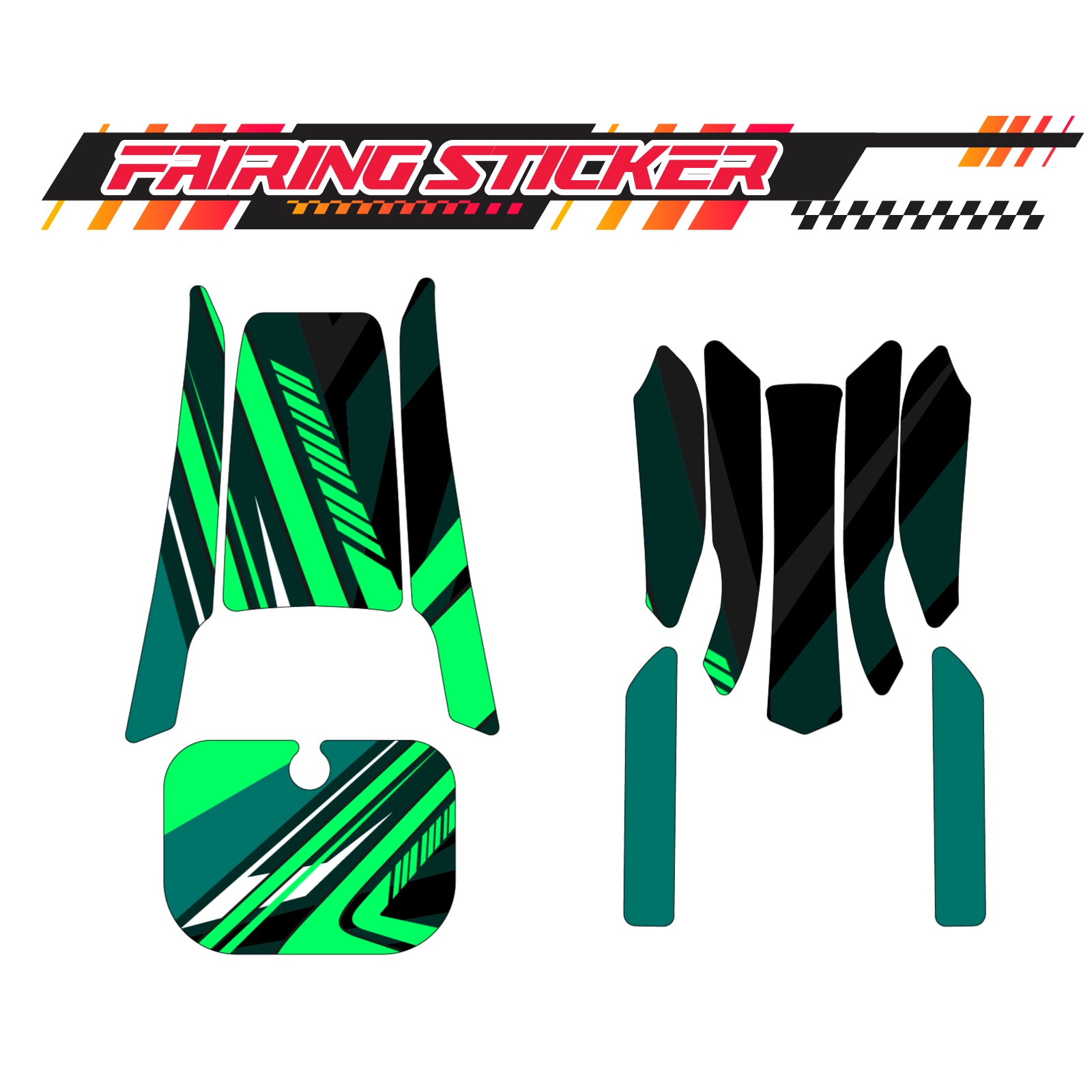 Graphic Kit Decals Fairing Sticker Custom Number For Razor MX350 MX400 (2021 or beyond) - LH035 Green Black Dynamic Lines - MC Motoparts