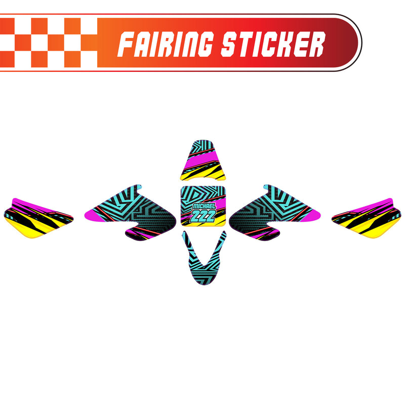 Graphic Kit Decals Fairing Sticker Custom Number For Razor MX500 MX650 - C001 Neon Geometrics