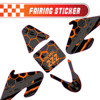 Graphic Kit Decals Fairing Sticker Custom Number For Razor MX500 MX650 - L003 Orange Hexagon