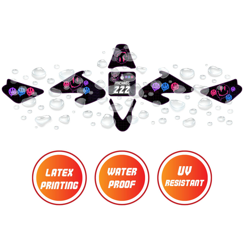 Graphic Kit Decals Fairing Sticker Custom Number For Razor MX500 MX650 - L004 Dissolve Smiley Face