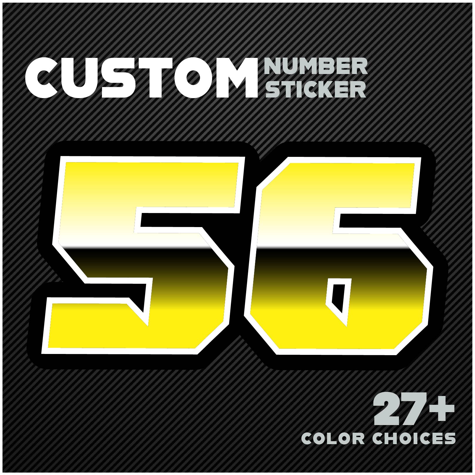 Custom Racing Number Stickers (G001 Gradient Style) – 3-Pack Personalized Dirt Bike & Motorcycle Decals